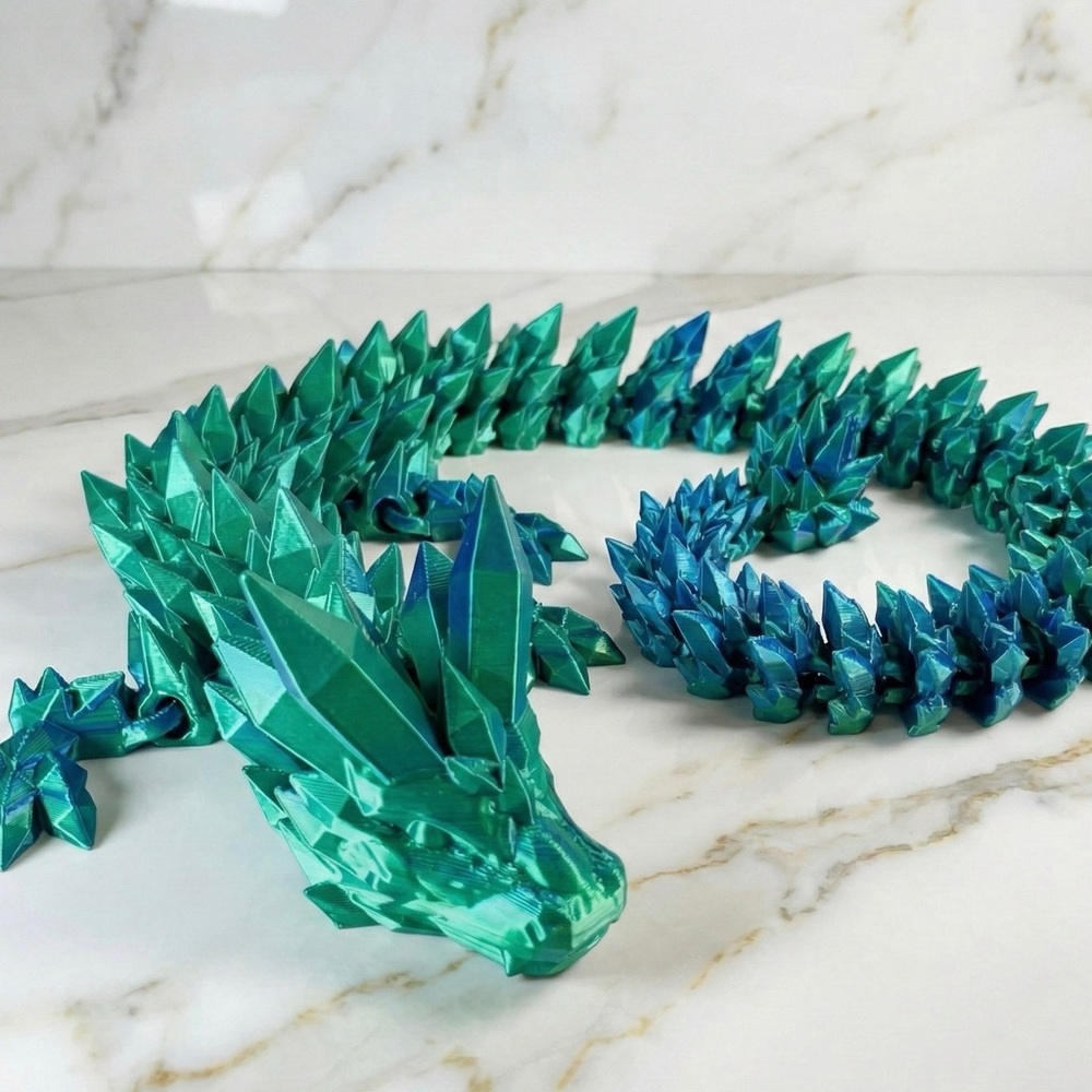 Mystical Green and Blue 3D Crystal Dragon